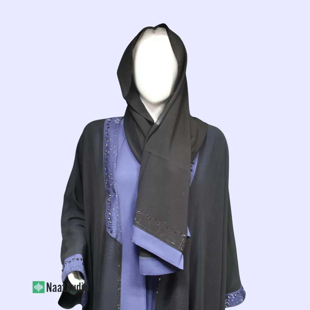 Butterfly Abaya Black and Blue Premium Quality