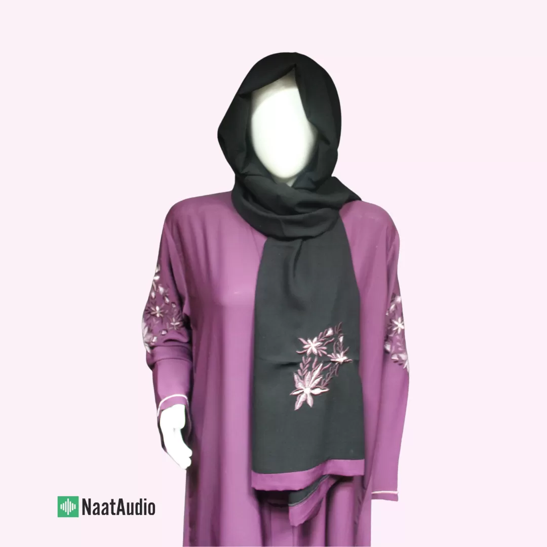 Magenta Abaya Embroidered