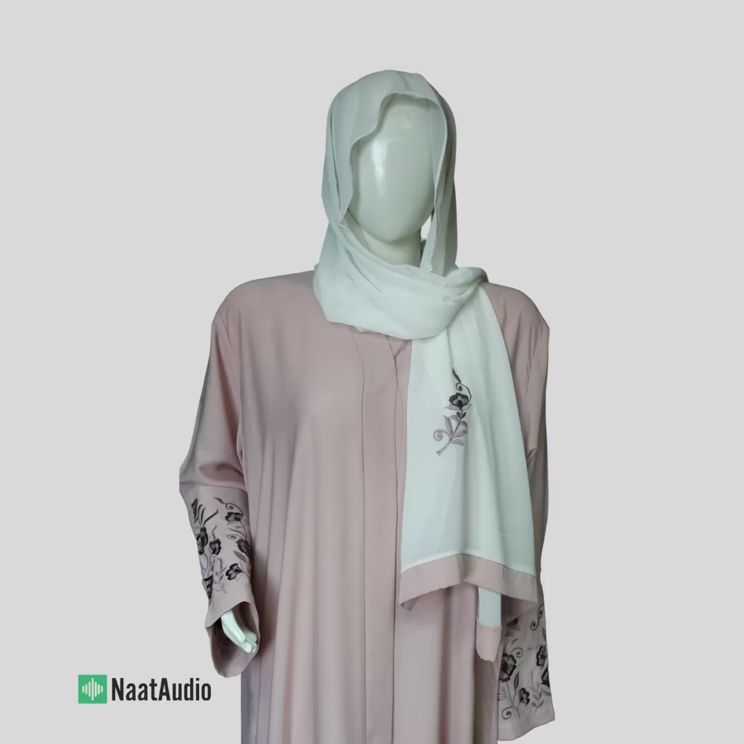 Pink Abaya Embroidered