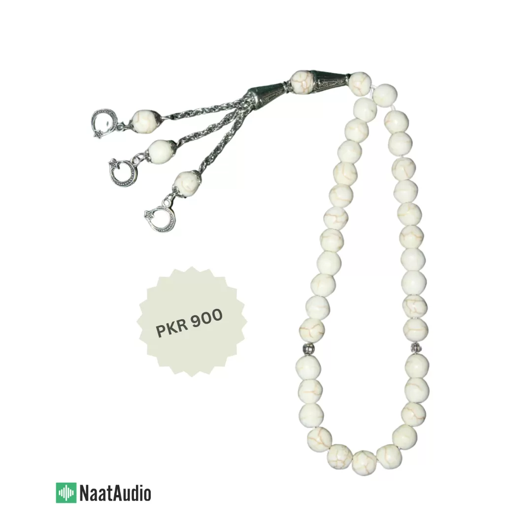 White Sadaf Stone Tasbih 33 Beads